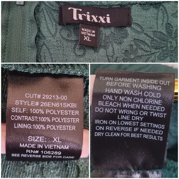 Trixxi Hunter Green Jacquard Floral Corset Babydoll Chiffon Straps‎ Dress XL NWT - Picture 3 of 7